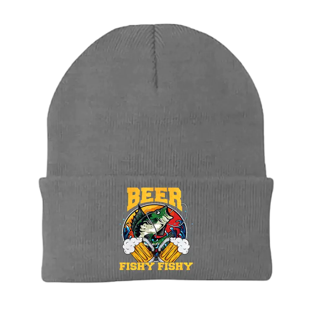 Beer Fishy Fishy 2 Embroidered Beanie