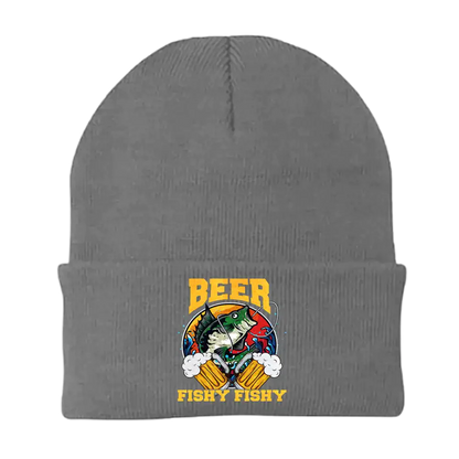 Beer Fishy Fishy 2 Embroidered Beanie