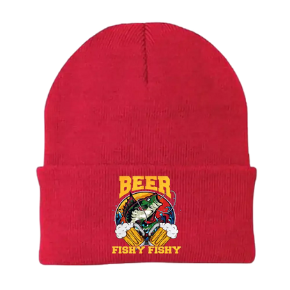 Beer Fishy Fishy 2 Embroidered Beanie